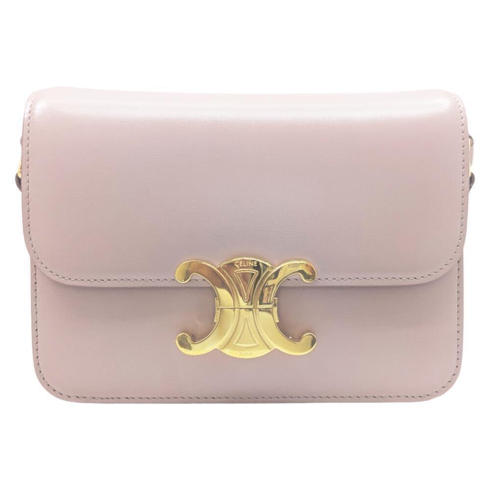 CELINE Triomphe Shoulder Bag Calf Leather Pink Crossbody